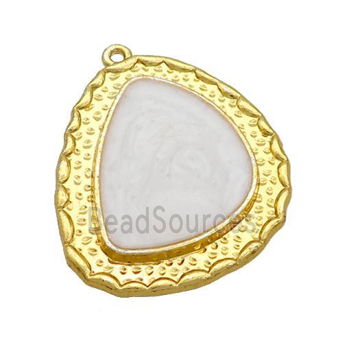 Copper Teardrop Pendant White Enamel Gold Plated