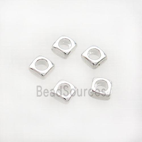 Copper Square Beads Shiny Silver