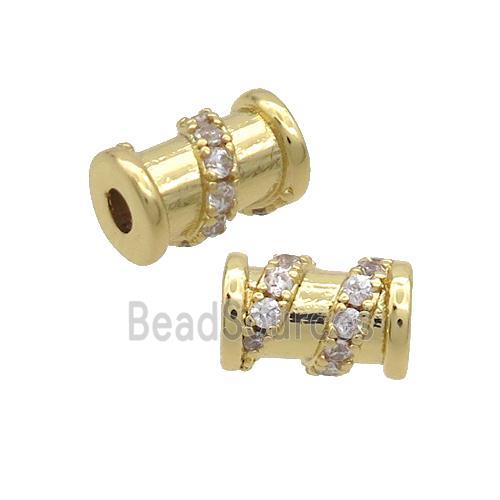 Copper Tube Beads Pave Zircon Gold Plated