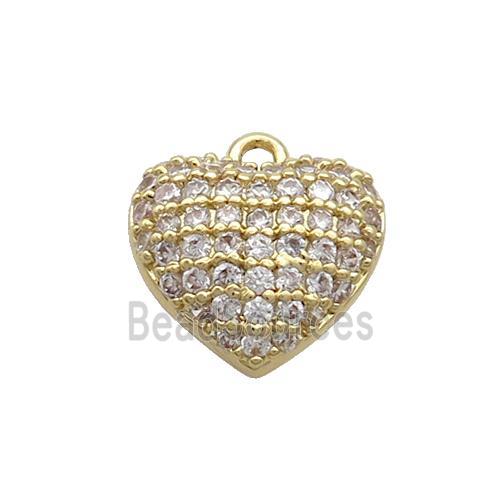 Copper Heart Pendant Pave Zircon Gold Plated