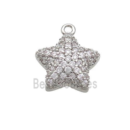 Copper Star Pendant Pave Zircon Platinum Plated