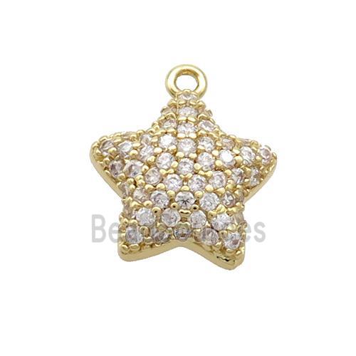 Copper Star Pendant Pave Zircon Gold Plated