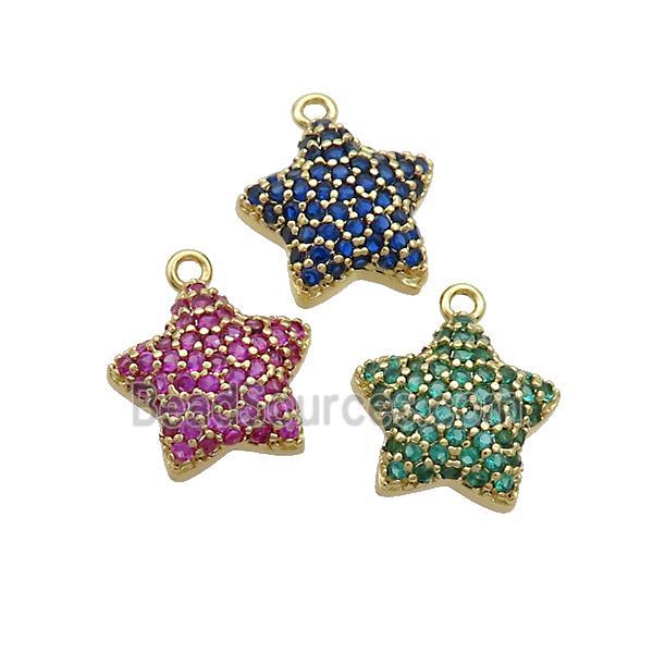 Copper Star Pendant Pave Zircon Gold Plated Mixed