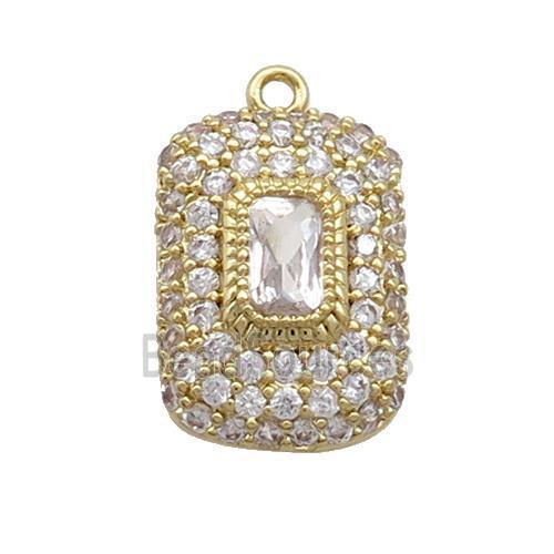 Copper Rectangle Pendant Pave Zircon Gold Plated