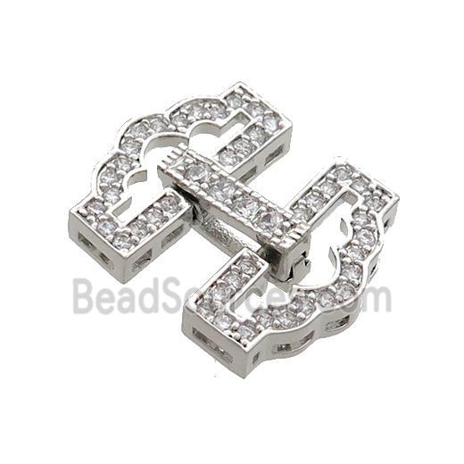 Copper Clasp Pave Zircon Platinum Plated