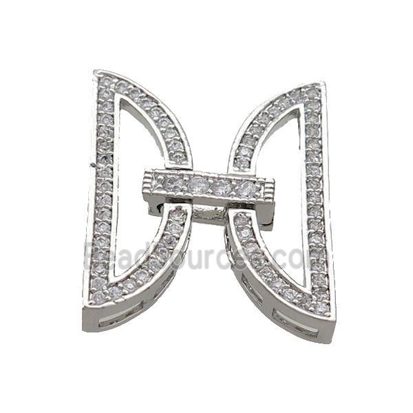 Copper Clasp Pave Zircon Platinum Plated