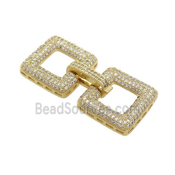 Copper Clasp Pave Zircon Gold Plated Square