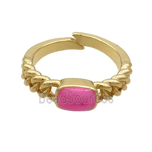 Copper Rings Hotpink Enamel Adjustable Gold Plated