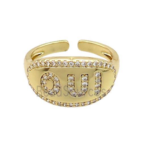 Copper Rings Pave Zircon OUI Gold Plated