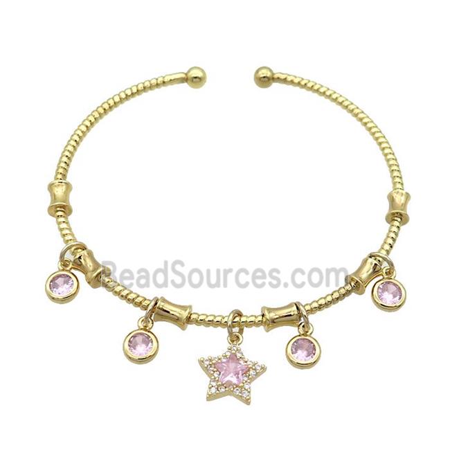 Copper Bangles Pave Pink Zircon Gold Plated