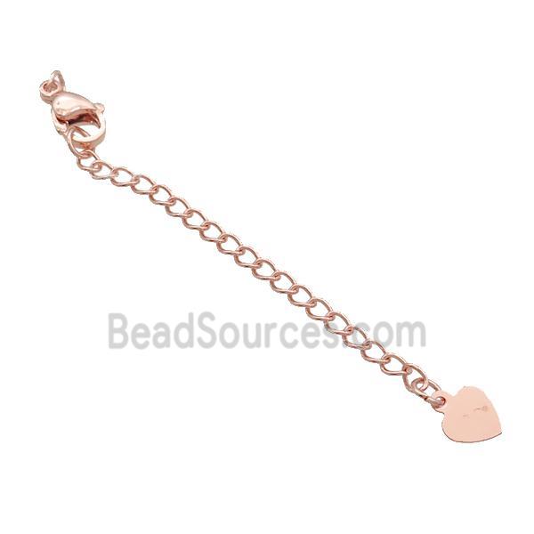 Copper Necklace Extender Chain Heart Rose Gold