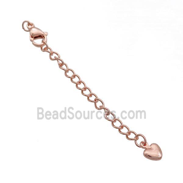 Copper Necklace Extender Chain Heart Rose Gold