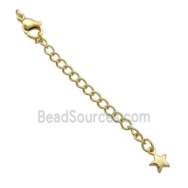 Copper Necklace Extender Chain Star Gold Plated