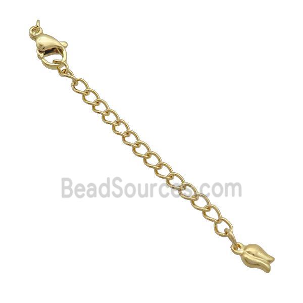 Copper Necklace Extender Chain Tulip Gold Plated