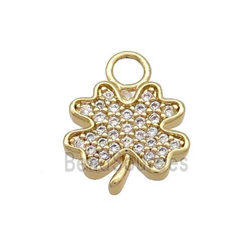 Copper Clover Pendant Pave Zirconia Gold Plated