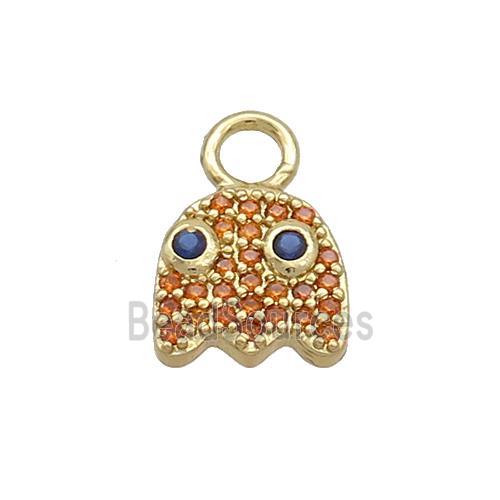 Halloween Ghost Charms Copper Pendant Pave Zircon Gold Plated