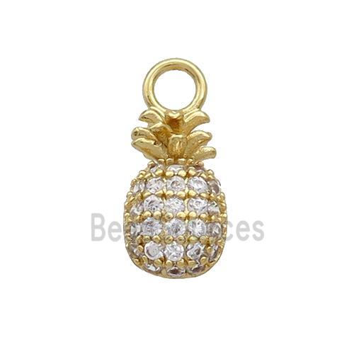 Copper Pineapple Pendant Pave Zirconia Gold Plated