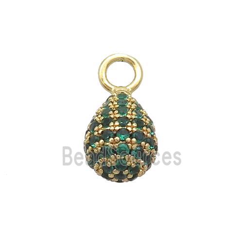 Copper Teardrop Pendant Pave Green Zircon Gold Plated