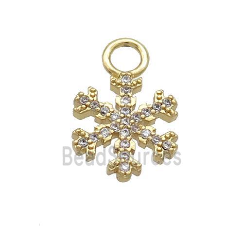 Copper Snowflake Pendant Pave Zircon Christmas Gold Plated