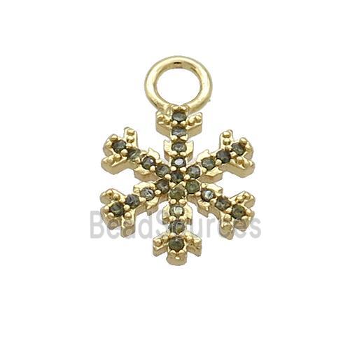 Copper Snowflake Pendant Pave Zircon Christmas Gold Plated