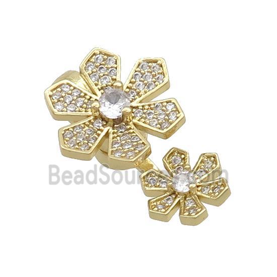 Copper Magnetic Clasp Pave Zircon Flower Gold Plated