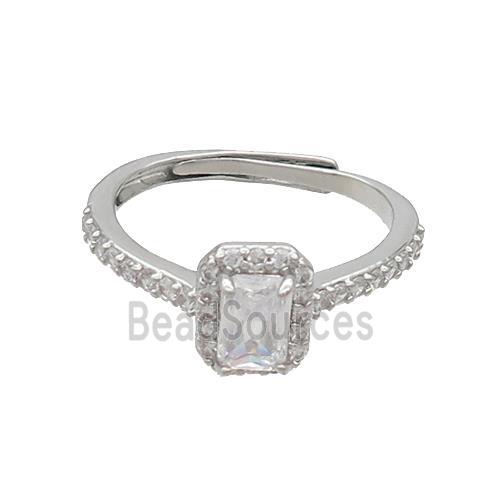 Copper Rings Pave Zircon Adjustable Platinum Plated