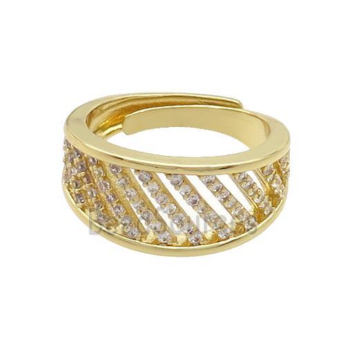 Copper Rings Pave Zircon Adjustable Gold Plated