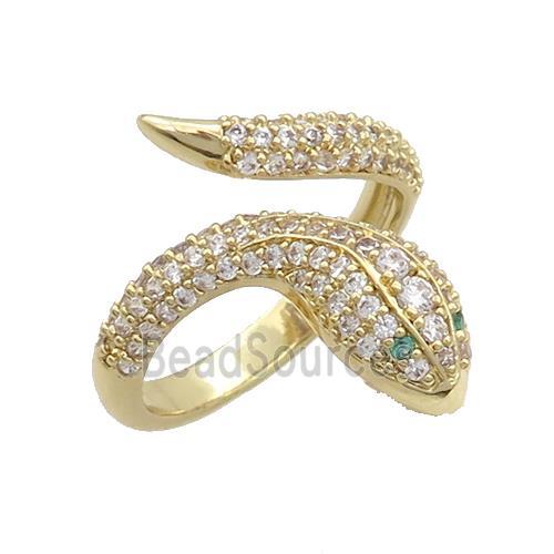 Copper Snake Rings Pave Zircon Gold Plated