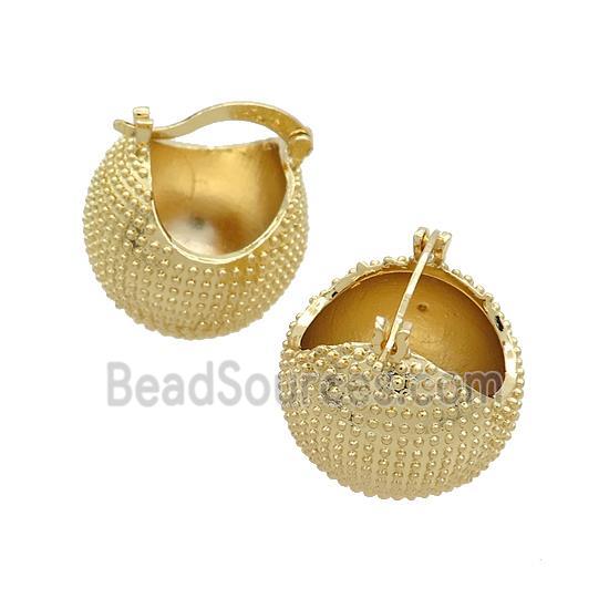 Copper Latchback Earrings Textured Gold Plated