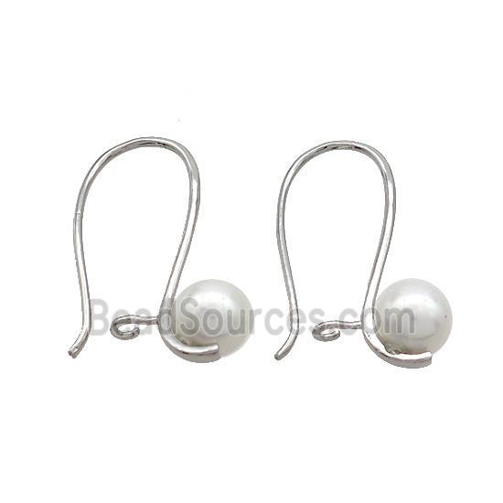 Copper Hook Earrings Pave Pearlized Resin Platinum Plated