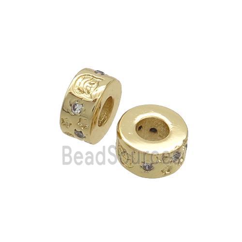 Copper Rondelle Spacer Beads Pave Zircon Gold Plated