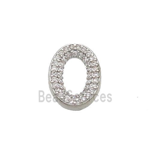 Copper Oval Connector Pave Zircon Platinum Plated