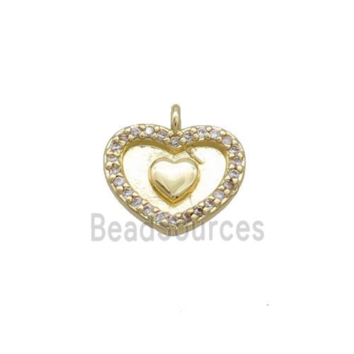 Copper Heart Pendant Pave Zircon Gold Plated