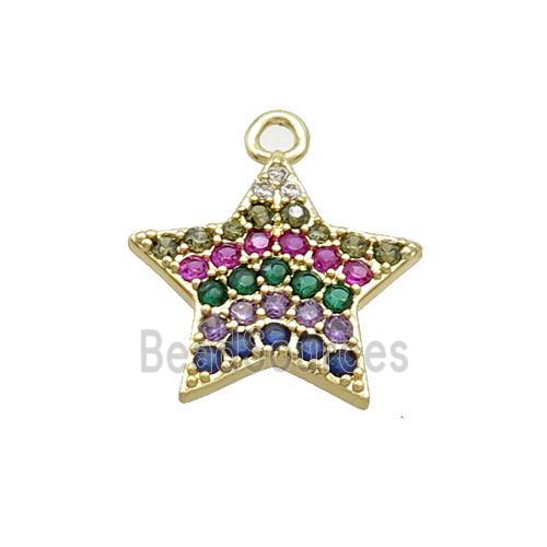 Copper Star Pendant Pave Zircon Multicolor Gold Plated