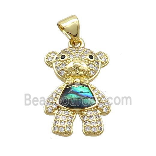 Copper Bear Pendant Pave Zircon Gold Plated