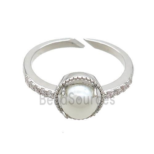 Copper Rings Pave Zircon Pearlized Resin Platinum Plated