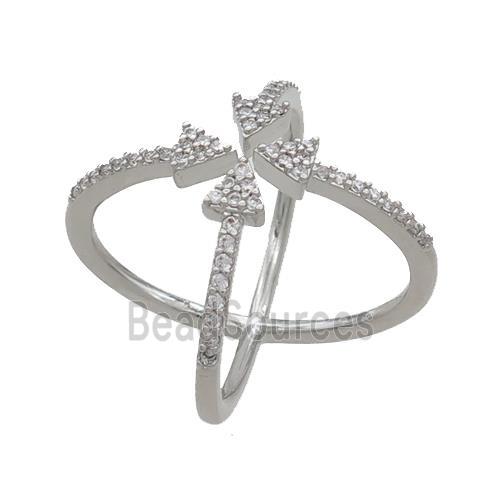 Copper Pendant Pave Zircon Arrowhead Platinum Plated