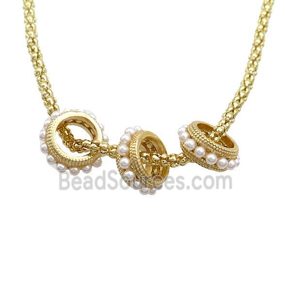 Copper Necklace Pave Pearlized Resin Gold Plated