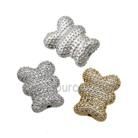 Copper Bear Beads Pave Zircon Mixed