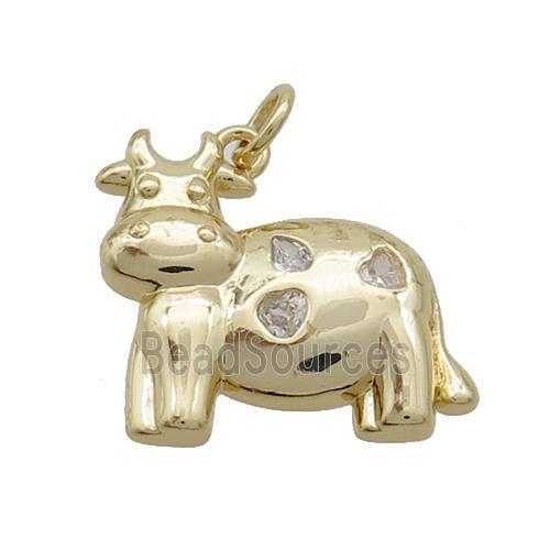 Copper Bull Pendant Pave Zircon Gold Plated