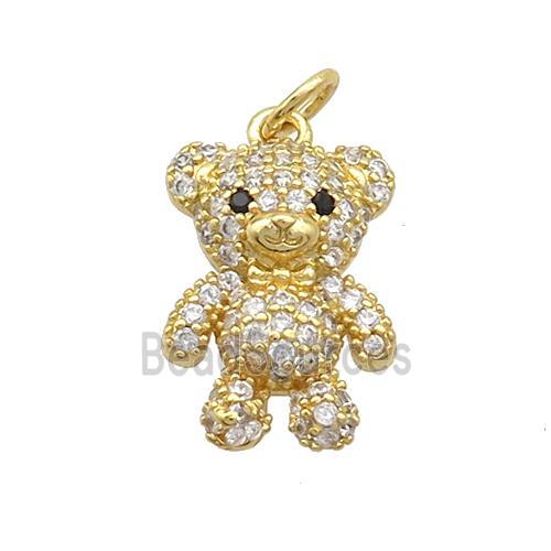 Copper Bear Pendant Pave Zircon Gold Plated