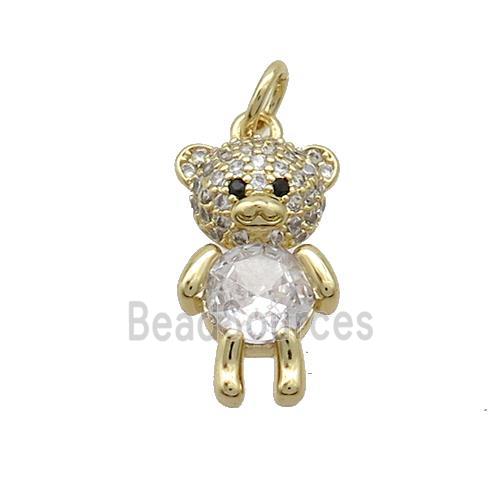 Copper Bear Pendant Pave Zircon Gold Plated