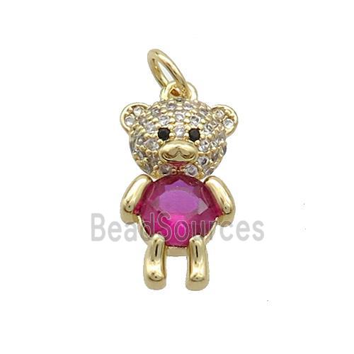 Copper Bear Pendant Pave Zircon Gold Plated