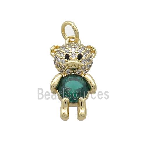 Copper Bear Pendant Pave Zircon Gold Plated