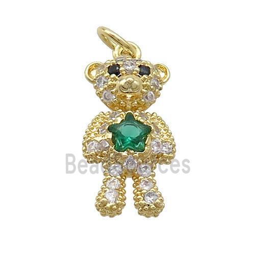 Copper Bear Pendant Pave Zircon Gold Plated