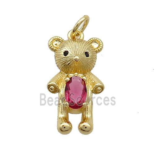 Copper Rat Charms Pendant Pave Zircon Gold Plated