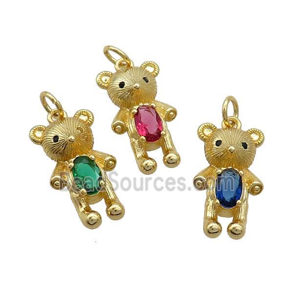 Copper Rat Charms Pendant Pave Zircon Gold Plated Mixed