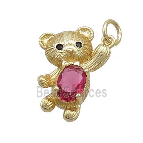 Copper Bear Pendant Pave Zircon Gold Plated