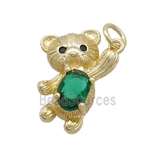 Copper Bear Pendant Pave Zircon Gold Plated