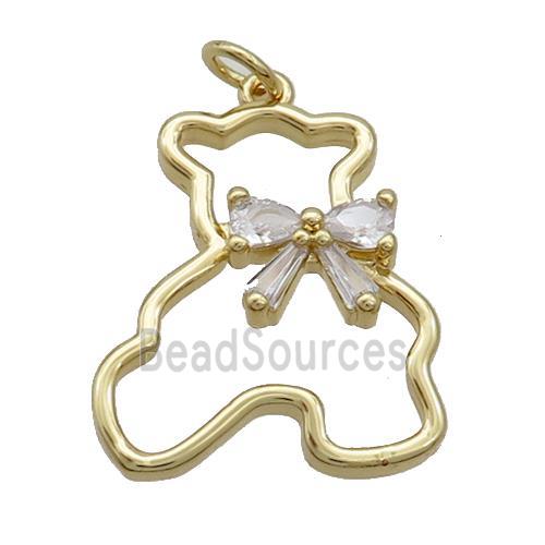 Copper Bear Pendant Pave Zircon Gold Plated